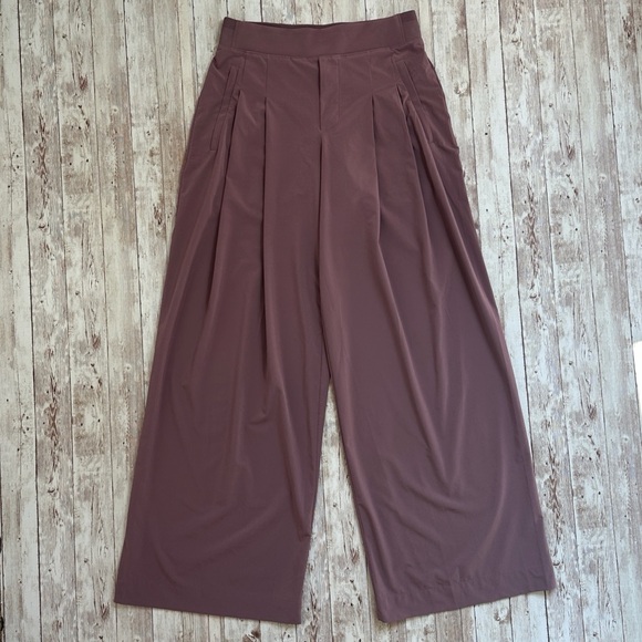 Athleta Brooklyn Heights Pleated Wide Leg Pants Damask Mauve sz 2 High Rise 30” - Picture 2 of 12